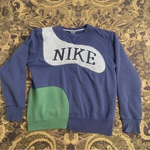 Vtg Nike Patchwork Style Color block Pullover Sweatshirt Mens Size L Blue Green